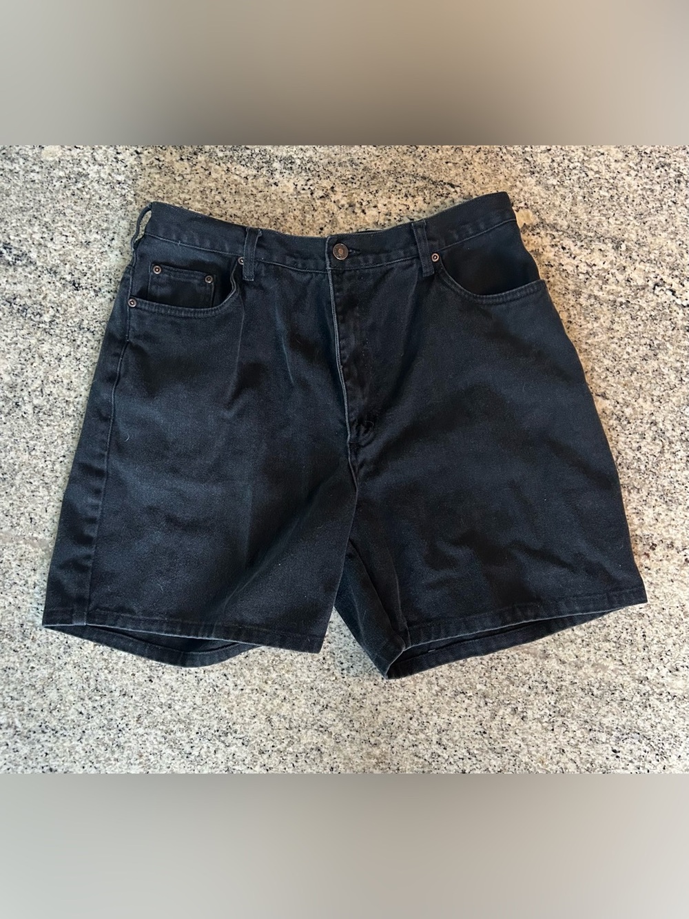 Men's Vintage Black Denim vintage Rout 66 Shorts - Classic Casual
